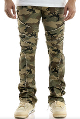 KDNK Camo Flared Overlap Jeans