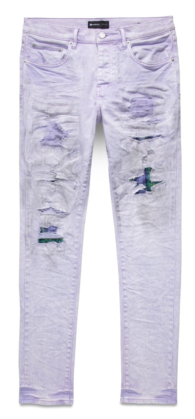 Purple Jeans Lavender Heavy Repair with Plaid Patch