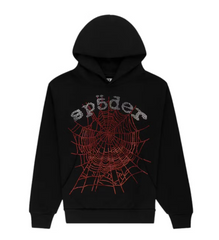 Sp5der Rhinestone OG Web V2 Hoodie Black