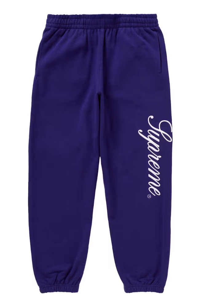 Supreme Embroidered Script Sweatpants Purple