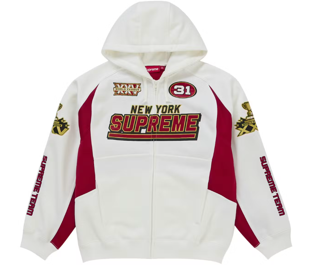 Supreme Football Zip Up Hoodie White
