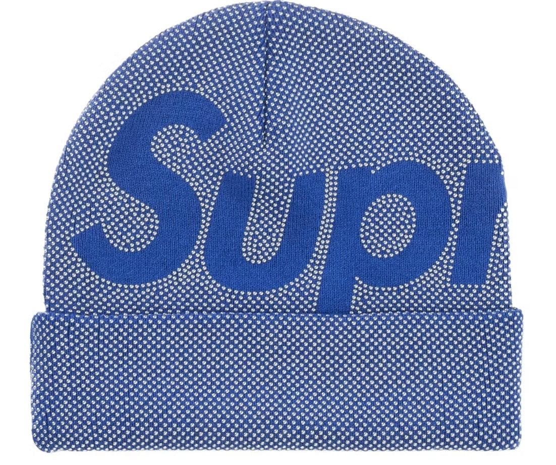 Supreme Studded Knockout Big Logo Beanie Blue