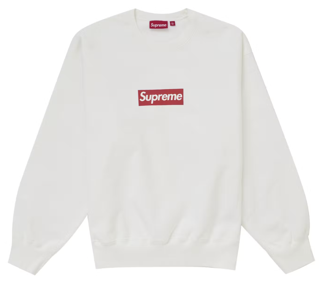 Supreme Washed Box Logo Crewneck White