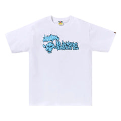 BAPE Bape Flame Ape Face White & Blue Tee White