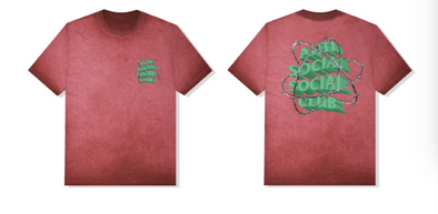 Anti Social Social Club "New & Gone" Red Mineral Wash Tee