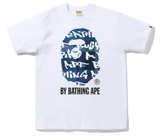 BAPE Graffiti Check By Bathing Ape White/Blue Tee