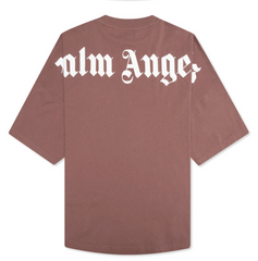 Palm Angels Mock Neck Classic Logo Tan Tee