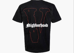 Vlone x Neighborhood "Skull Red" Black Tee