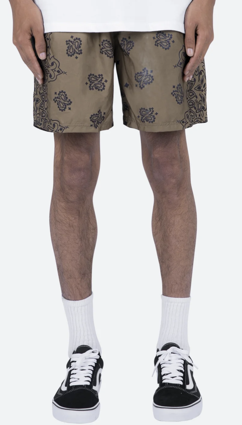 Nylon Paisley Shorts Brown