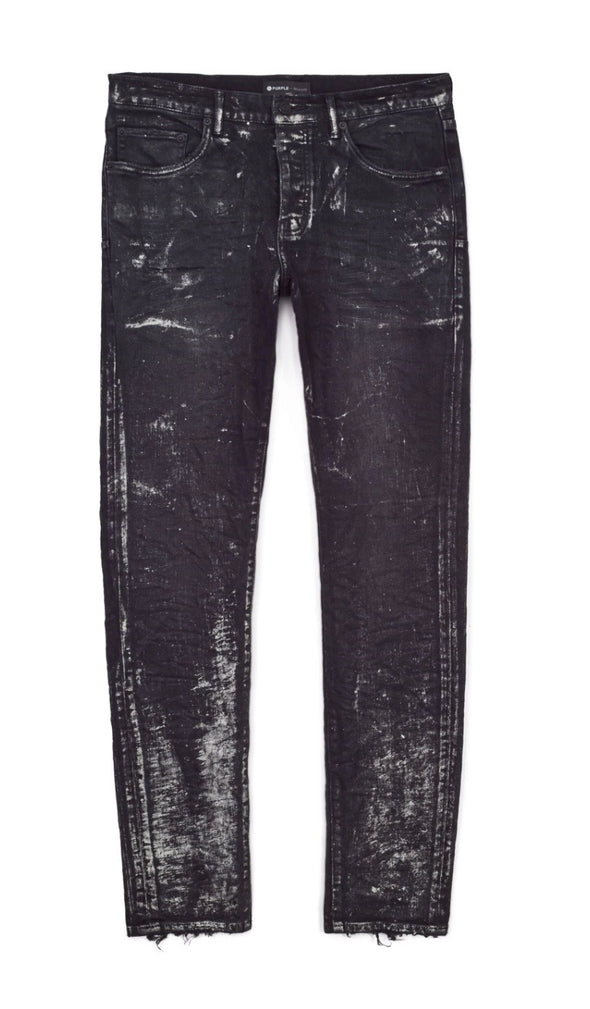 Purple Brand Black Wash Silver Oil Coated Jeans