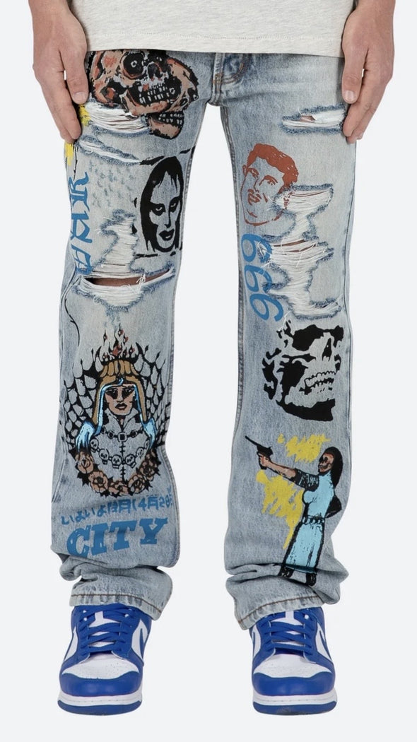 V440 Terry Baggy Denim Jeans