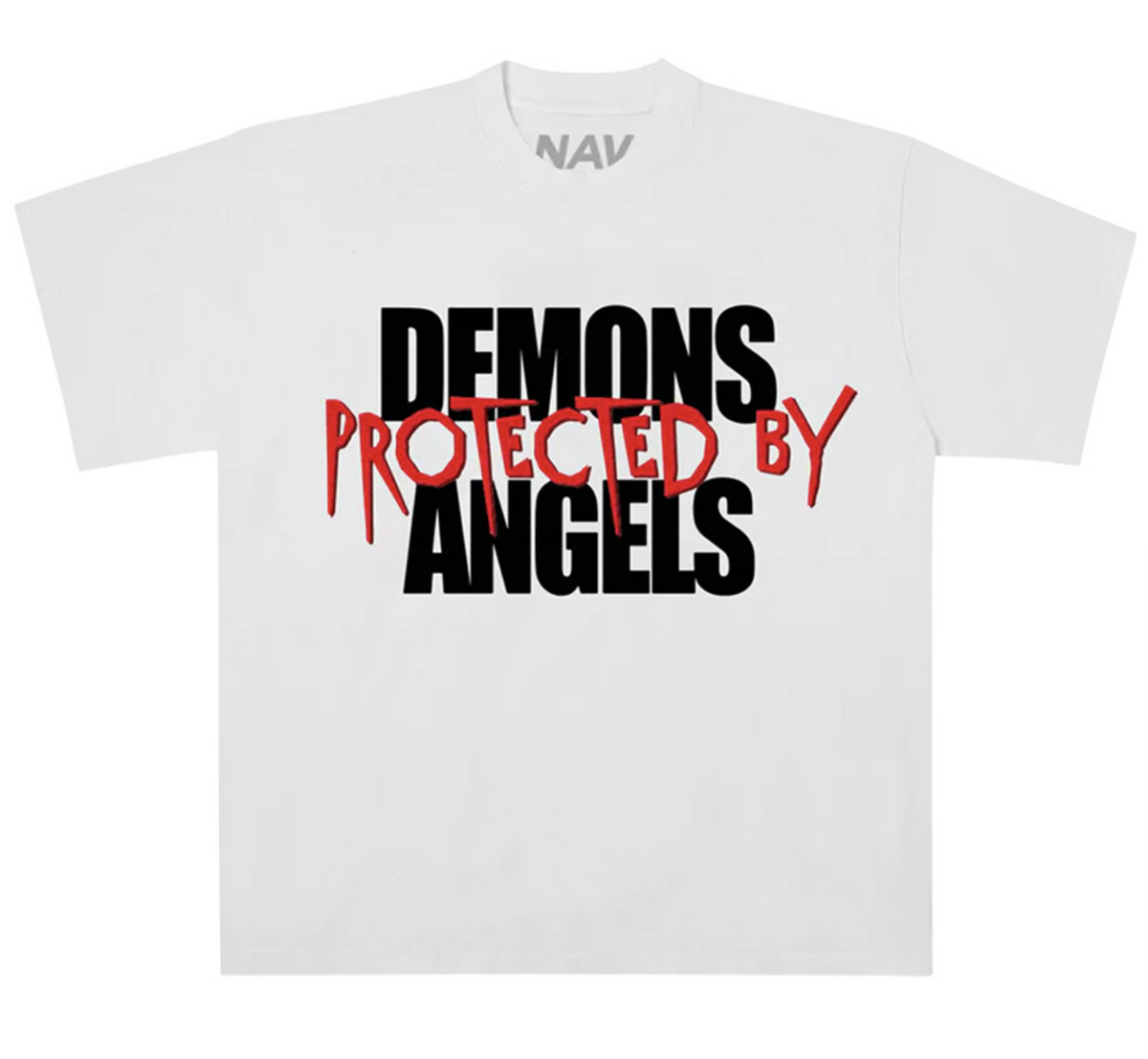 Vlone NAV "Demons Protected By Angels" White Tee