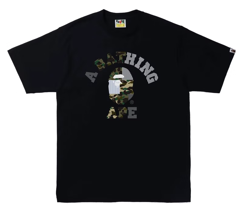 BAPE Military Crazy Camo College Black Tee