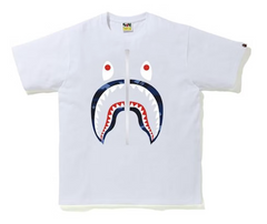 BAPE Navy Camo Shark Face White Tee (BF)