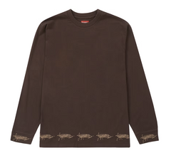 Supreme "Embroidered Signature L/S Top" Dark Brown Tee